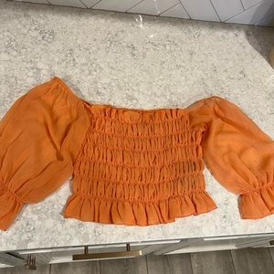 Urban Outfitters Coral over the shoulder top